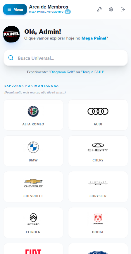 Painel Automotivo - visão mobile 100% responsiva